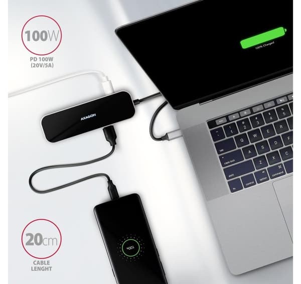 AXAGON, SuperSpeed USB-C COMBO 6i1 Hub, HMC-6GL