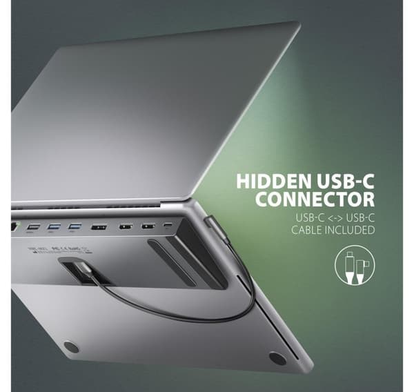 AXAGON, USB-C 5 Gbps TRIPLE 4K DISPLAY 11in1 Hub, HMC-4KX3