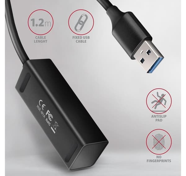 AXAGON, Miniature metal fire-ports USB 3.2 Gen 1 hub, HUE-M1AL
