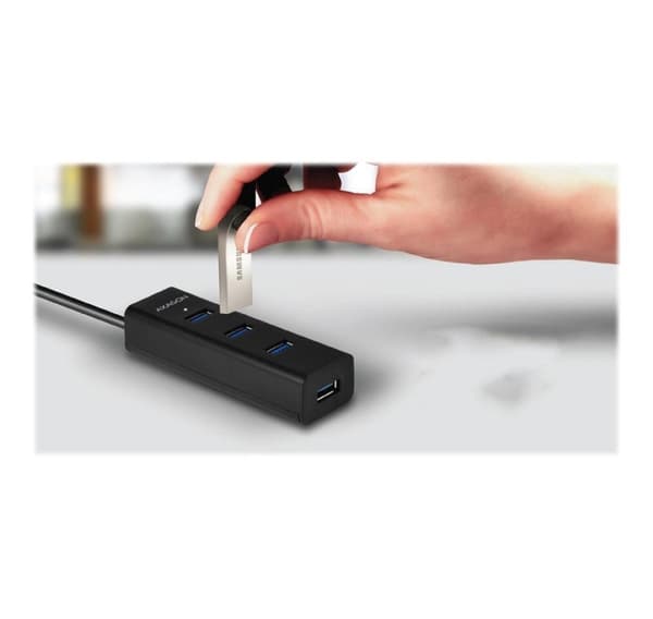 AXAGON, USB 3.0-hubb med fyra portar med snabbladdning och strömstöd, HUE-S2B
