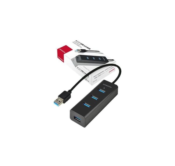 AXAGON, USB 3.0-hubb med fyra portar med snabbladdning och strömstöd, HUE-S2B
