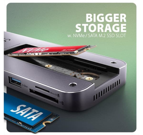 AXAGON, USB-C 10Gbps GEN2COMBO 12in1-keskitin, HMC-12GM2