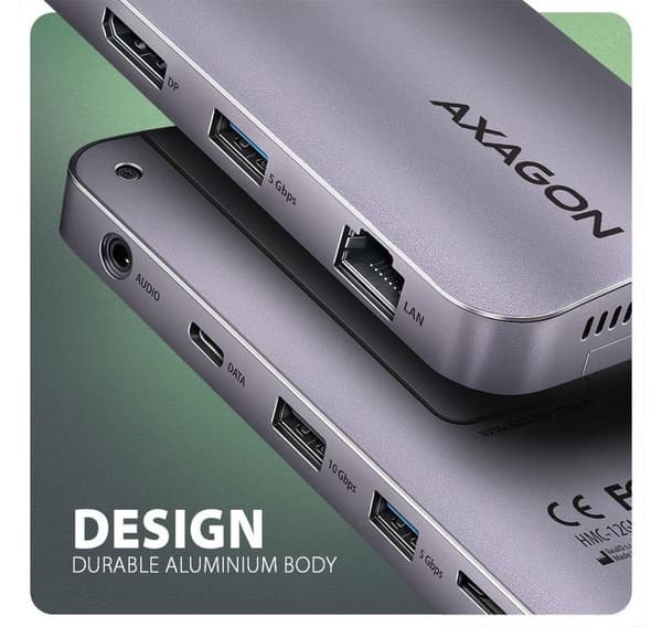 AXAGON, USB-C 10Gbps GEN2COMBO 12in1-keskitin, HMC-12GM2