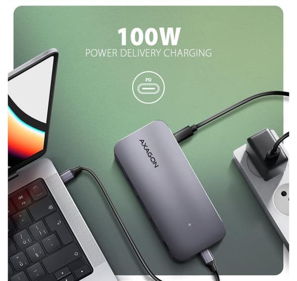 AXAGON, USB-C 10Gbps GEN2COMBO 12in1-keskitin, HMC-12GM2
