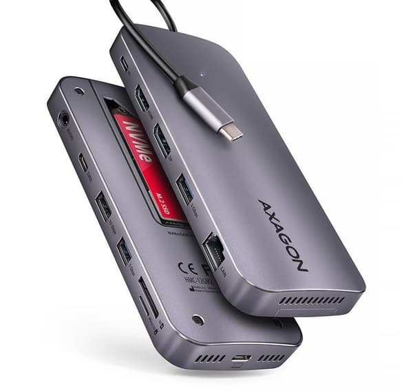 AXAGON, USB-C 10Gbps GEN2COMBO 12in1-keskitin, HMC-12GM2