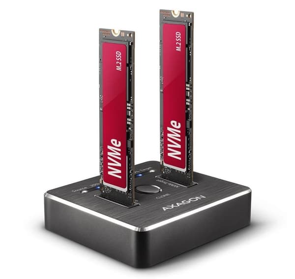 AXAGON, USB-C 3.2 Gen2 - 2x NVMe CLONE DUAL SDD dockningsstation, ADSA-M2C