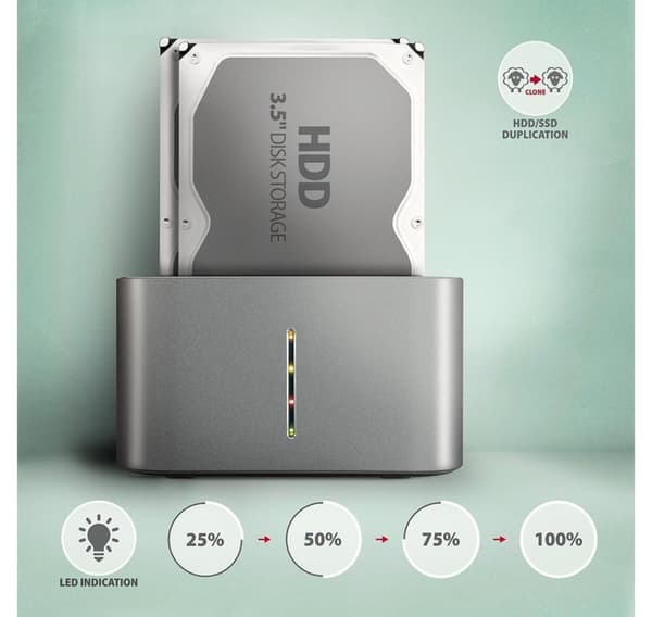 AXAGON, SuperSpeed USB DUAL 2,5"/3,5" HDD/SSD DUAL docka, ADSA-DC