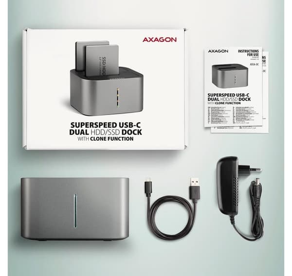 AXAGON, SuperSpeed USB DUAL 2,5"/3,5" HDD/SSD DUAL docka, ADSA-DC