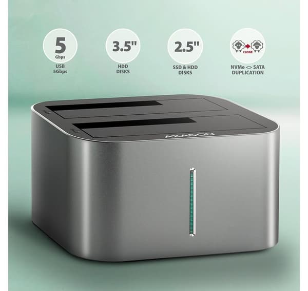 AXAGON, SuperSpeed USB DUAL 2,5"/3,5" HDD/SSD DUAL docka, ADSA-DC