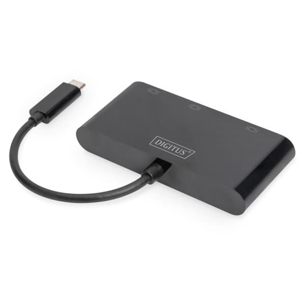 Digitus, USB-C grafikkadapter, USB-C 3-i-1 trippelskjermadapter (HDMI, DP, VGA)