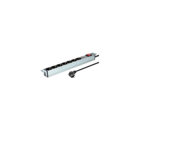 Digitus, 1U aluminium PDU, rackmonterbar, 7x sikkerhedsudtag 16A stik, 250VAC 50/60Hz, kontakt, overspændingsbeskyttelse, DN-95407