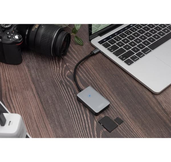 Digitus, USB-C kortläsare, 2 portar, hög hastighet, DA-70333