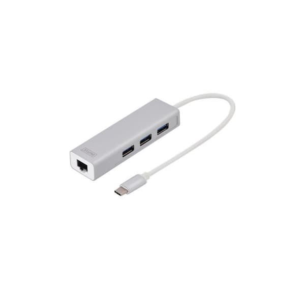Digitus, USB Type-C 3-portshubb + Gigabit Ethernet