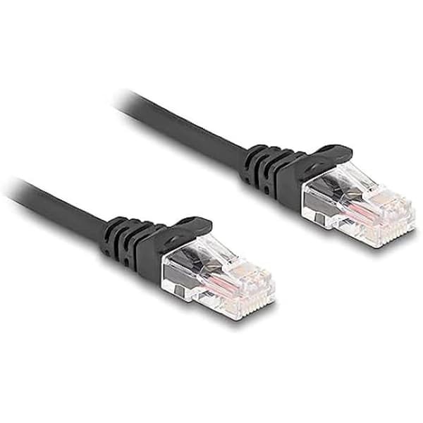 Nätverkskabel - DELOCK - 87992 - RJ45 hane - 1 m - Cat5e - Spiral svart