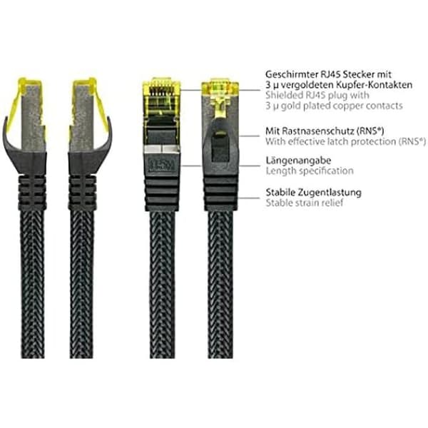Ethernet-kabel - PYTHON - Cat. 7 - 10 m - RNS-skydd - Vävt nylon
