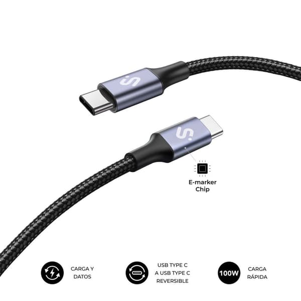 USB-C til USB-C Kabel Subblim PLUS Svart 1 m