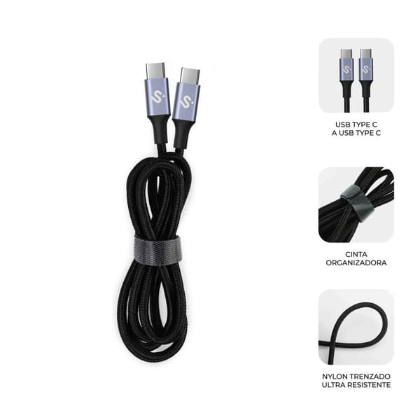 USB-C til USB-C Kabel Subblim PLUS Svart 1 m