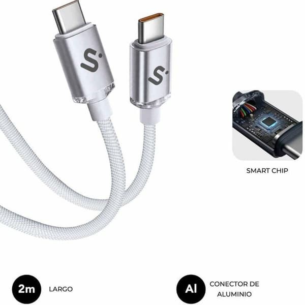 USB-C till USB-C Kabel Subblim SUBCAB-C06011 2 m Vit