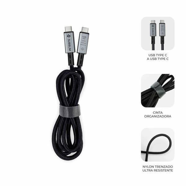 USB-C till USB-C Kabel Subblim SUBCAB-C24010 1,5 m Svart