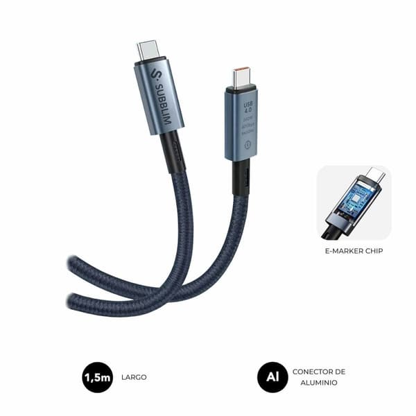 USB-C till USB-C Kabel Subblim SUBCAB-C24010 1,5 m Svart