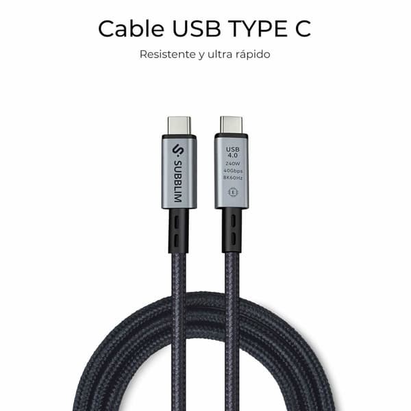 USB-C till USB-C Kabel Subblim SUBCAB-C24010 1,5 m Svart