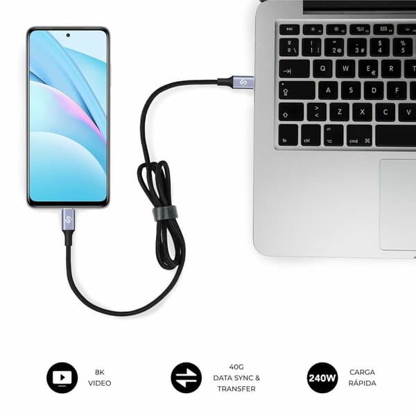 USB-C till USB-C Kabel Subblim SUBCAB-C24010 1,5 m Svart