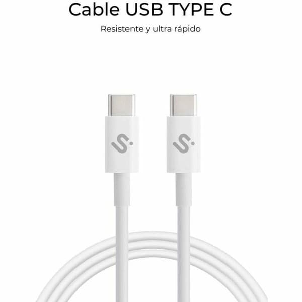 USB-C till USB-C Kabel Subblim SUBCAB-C10011 2 m Vit