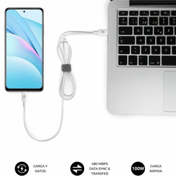 USB-C till USB-C Kabel Subblim SUBCAB-C10011 2 m Vit
