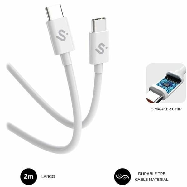 USB-C till USB-C Kabel Subblim SUBCAB-C10011 2 m Vit