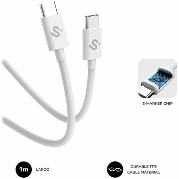 USB-C till USB-C Kabel Subblim SUBCAB-C10010 1 m Vit Svart