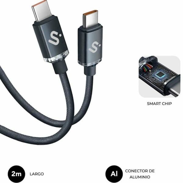 USB-C till USB-C Kabel Subblim SUBCAB-C06002 2 m Svart