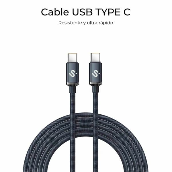 USB-C till USB-C Kabel Subblim SUBCAB-C06001 1 m Svart