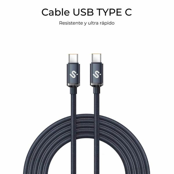 USB-C till USB-C Kabel Subblim SUBCAB-C06001 1 m Svart