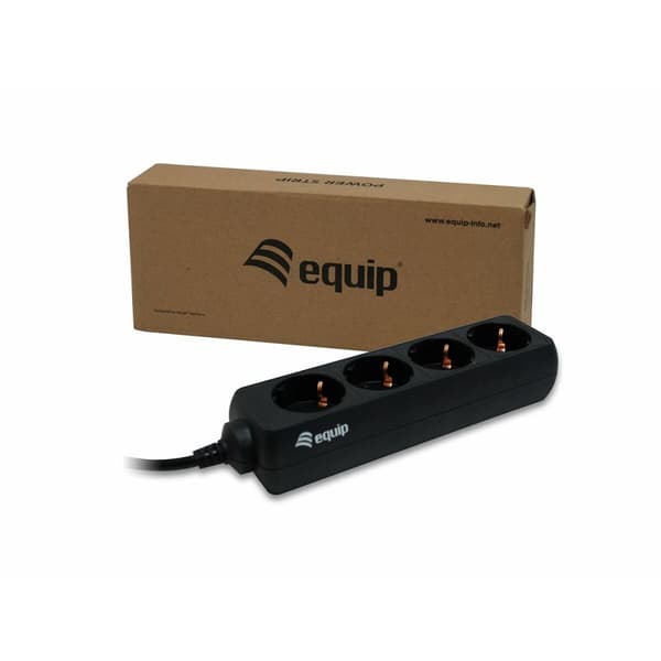 Ellist 4 Tomas-uttag utan brytare Equip 333281 Svart 1,1 m