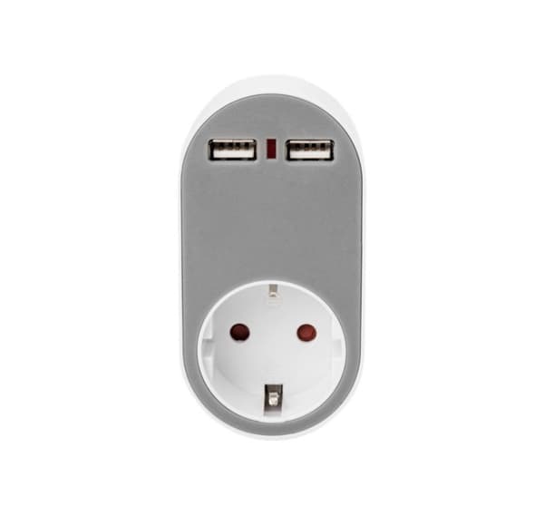 Digitus, Universal USB-stikoplader med 2 x USB-A-stik og integreret stik, DA-70617