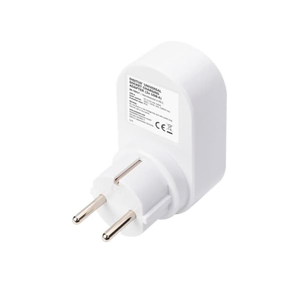 Digitus, Universal USB-stikoplader med 2 x USB-A-stik og integreret stik, DA-70617