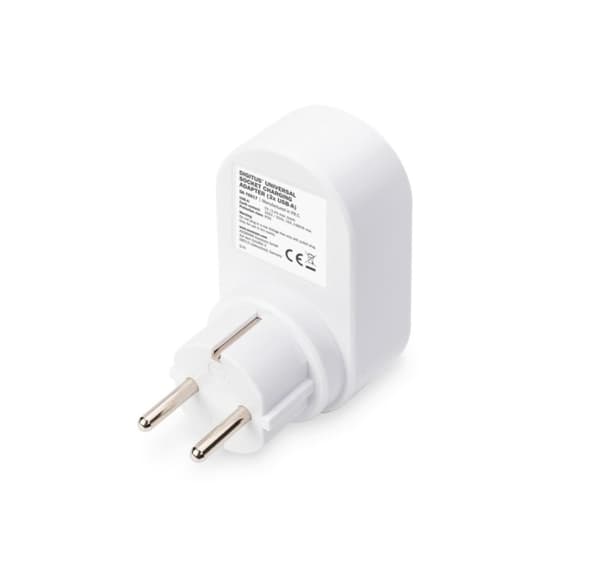 Digitus, Universal USB-stikoplader med 2 x USB-A-stik og integreret stik, DA-70617
