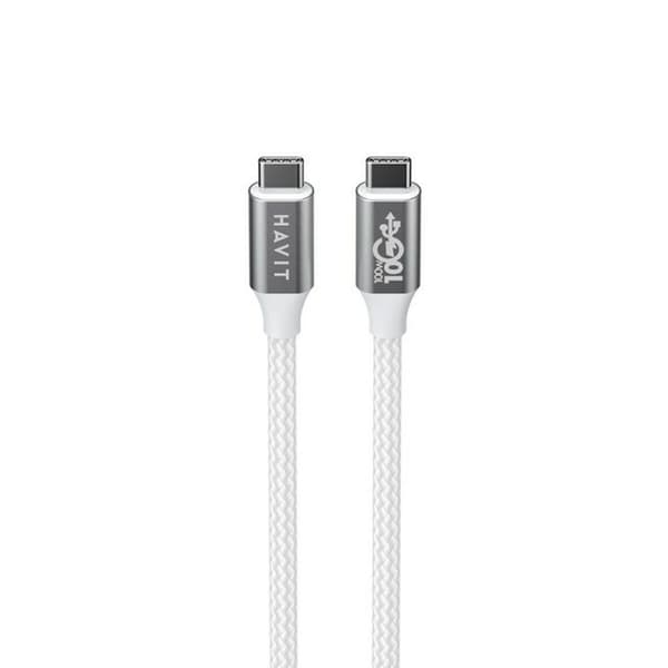 USB-C - USB-C kaapeli Havit CB6290 Valkoinen Harmaa 1 m