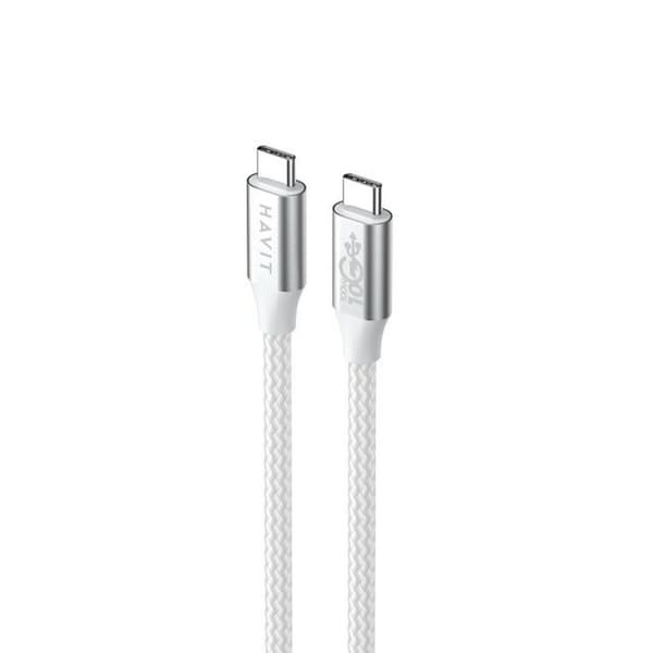 USB-C - USB-C kaapeli Havit CB6290 Valkoinen Harmaa 1 m
