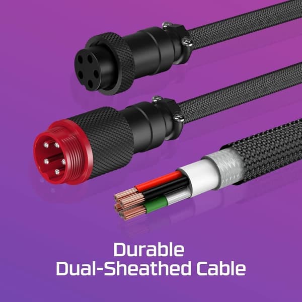HyperX Coiled Kabel – Ljuslila – USB‑C till USB‑A – 5‑pin Aviator – Snygg & hållbar design