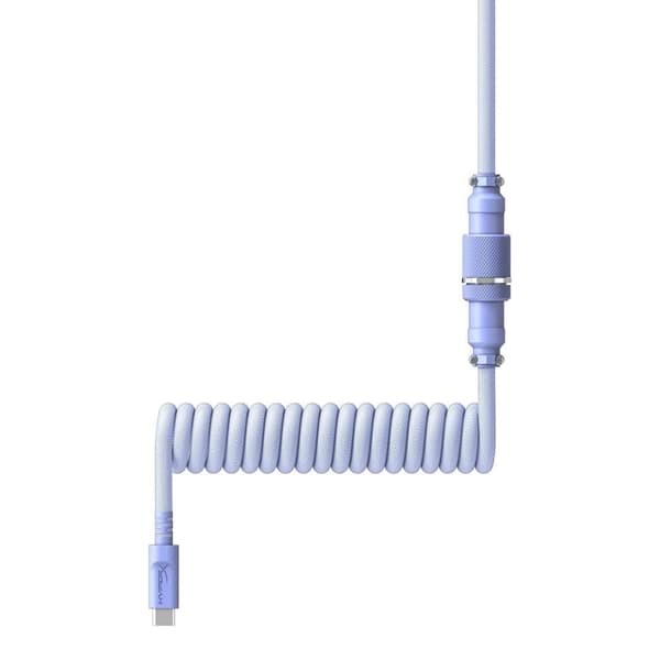 HyperX Coiled Kabel – Ljuslila – USB‑C till USB‑A – 5‑pin Aviator – Snygg & hållbar design
