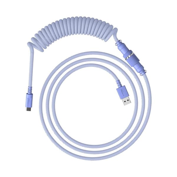 HyperX Coiled Kabel – Ljuslila – USB‑C till USB‑A – 5‑pin Aviator – Snygg & hållbar design