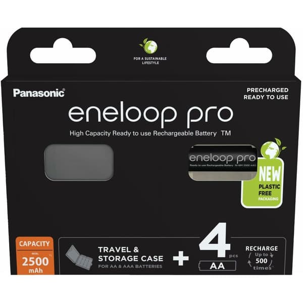 Genopladelige batterier Panasonic BK-3HCDE/4CP+CASE
