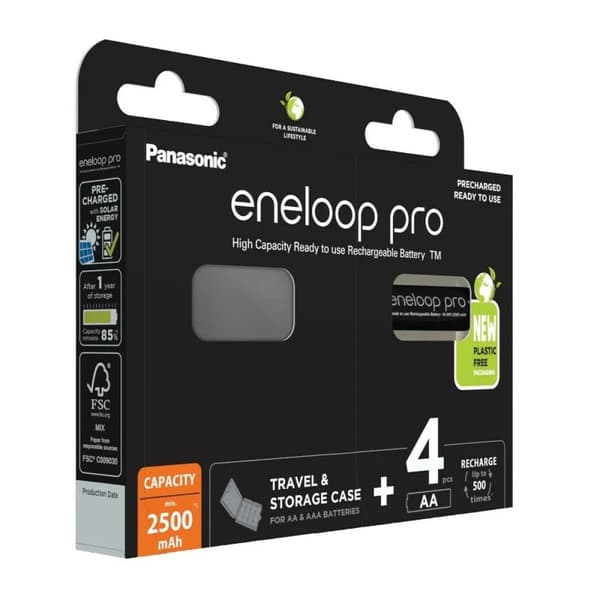 Genopladelige batterier Panasonic BK-3HCDE/4CP+CASE