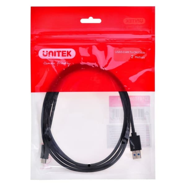 USB A till USB C Kabel Unitek C14103BK-2M Svart 2 m