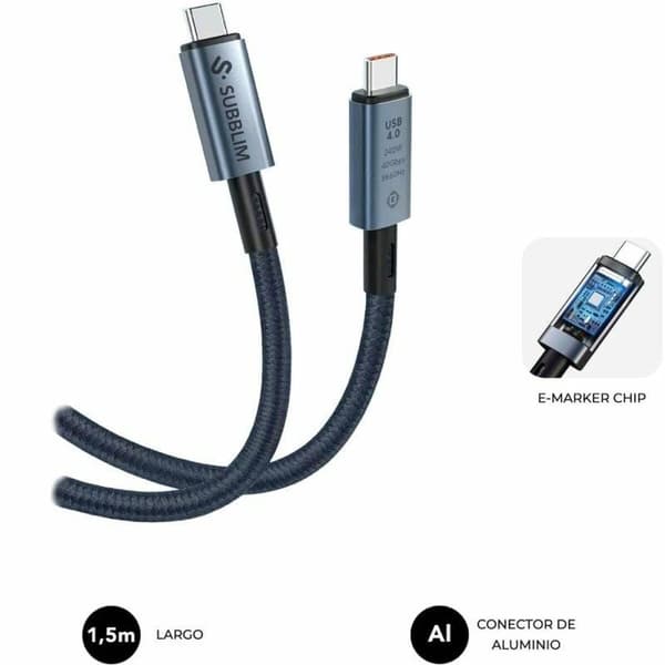 USB-C till USB-C Kabel Subblim SUBCAB-C24010 1,5 m Svart