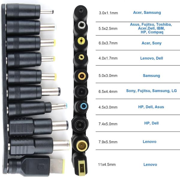 NÖRDIC USB‑C till DC‑strömkabel med 10st adaptrar 1.8m