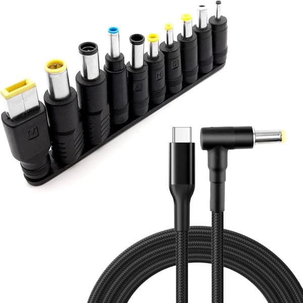 NÖRDIC USB‑C till DC‑strömkabel med 10st adaptrar 1.8m