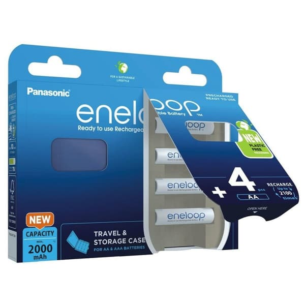 Genopladelige batterier Panasonic BK-3MCDE/4CP+CASE