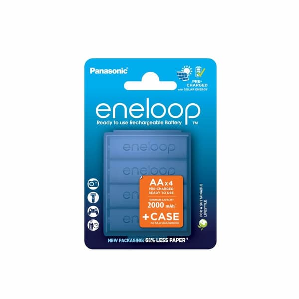 Genopladelige batterier Panasonic BK-3MCDE/4CP+CASE